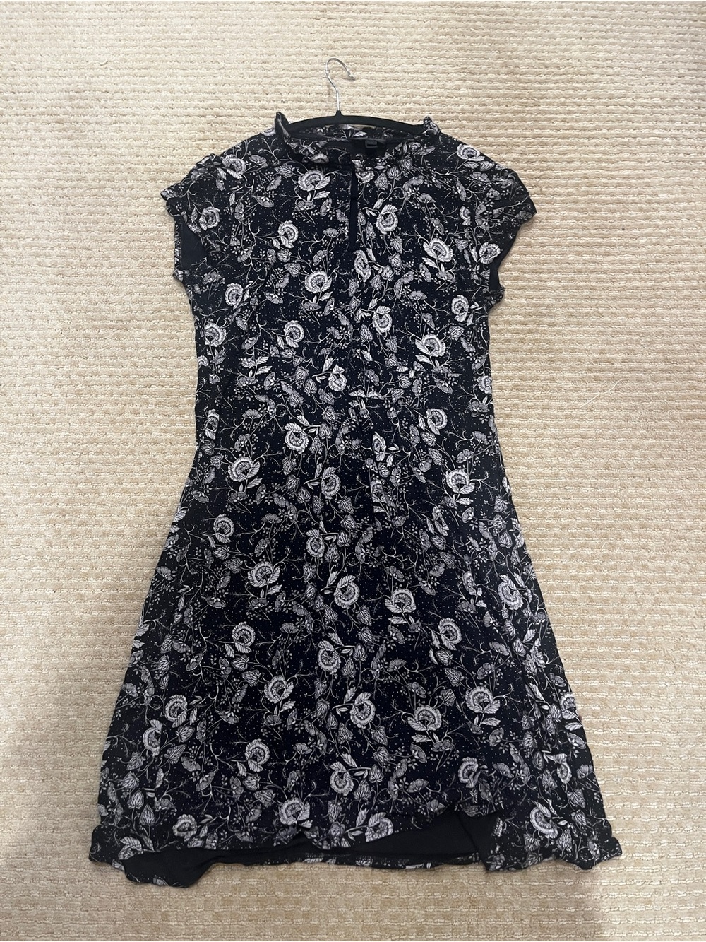 J. Crew Black Dress with Cream Floral Print